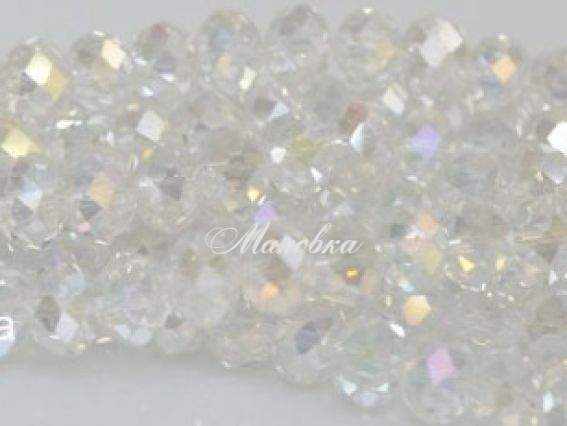 Хрусталь 10х8 мм №05, 1 низка белый перламутр