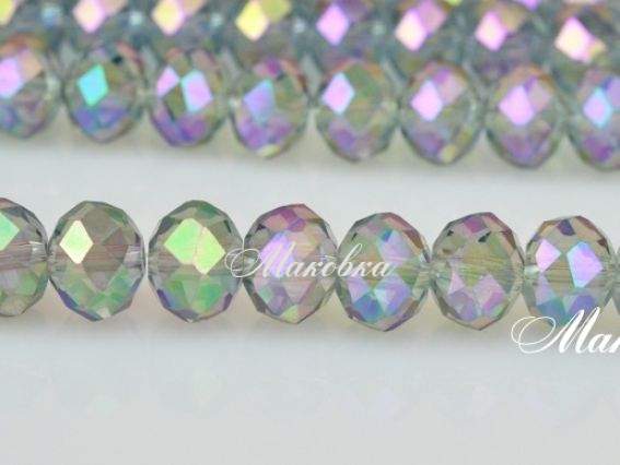 Хрусталь 10х8 мм №27, низка, сероватый с перламутром