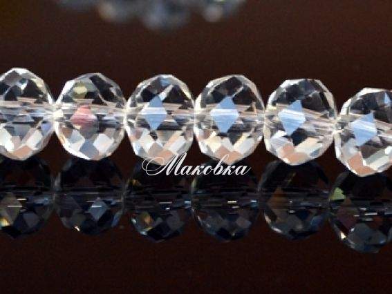 Хрусталь 10х8 мм №07, 1 низка белый