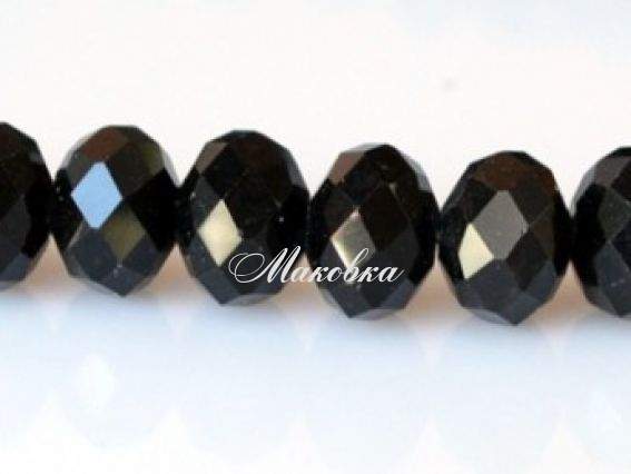 Хрусталь 10х8 мм №08, 1 низка матовый черный