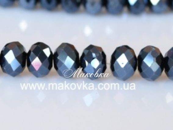 Хрусталь 10х8 мм №09, 1 низка черный с отливом, матовый