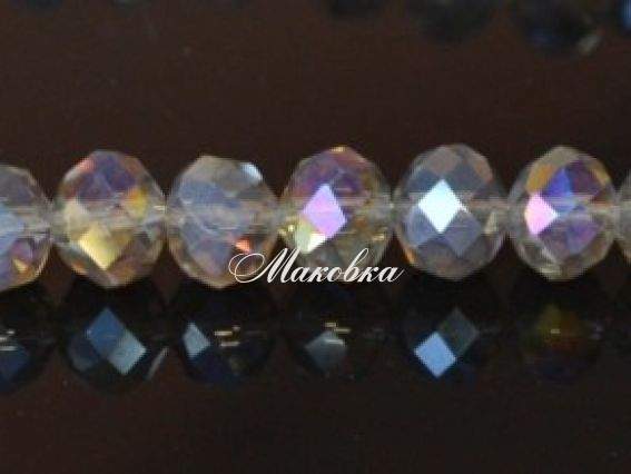 Хрусталь 10х8 мм №16, 1 низка, бежевый с перламутром