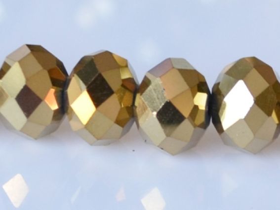 Хрусталь 10х8 мм №17, аквамарин 1 низка, золотой