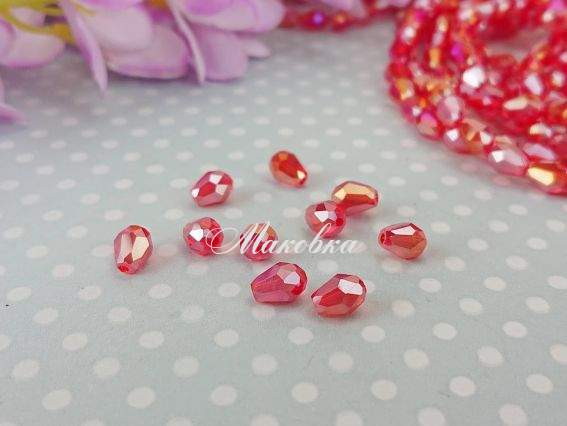 Намистини кришталь Крапля 5*7мм Червоні блискучі 10 шт Намистини кришталь Крапля 5*7мм Червоні блискучі 10 шт