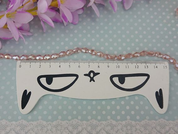 Кришталеві намистини, форма Капля, розмір 5*7мм , Рожеві блискучі  10 шт