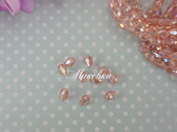 Намистини кришталь Крапля 5*7мм Рожеві блискучі 10 шт Намистини кришталь Крапля 5*7мм Рожеві блискучі 10 шт