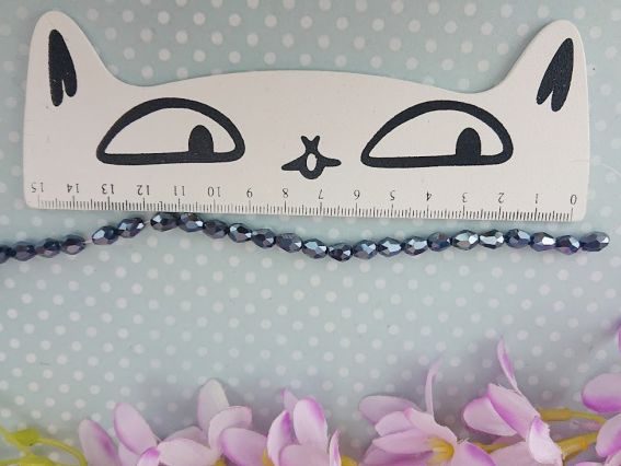 Кришталеві намистини, форма Капля, розмір 5*7мм , Чорні блискучі  10 шт