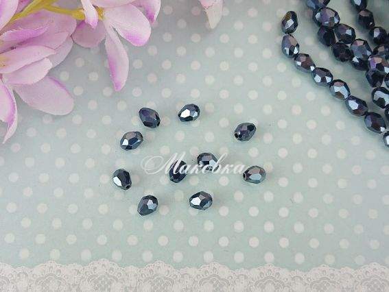 Намистини кришталь Крапля 5*7мм Чорні блискучі 10 шт Намистини кришталь Крапля 5*7мм Чорні блискучі 10 шт