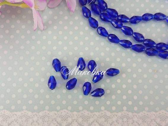 Намистини кришталь Крапля 8*12мм темно-сині 10 шт Намистини кришталь Крапля 8*12мм темно-сині 10 шт