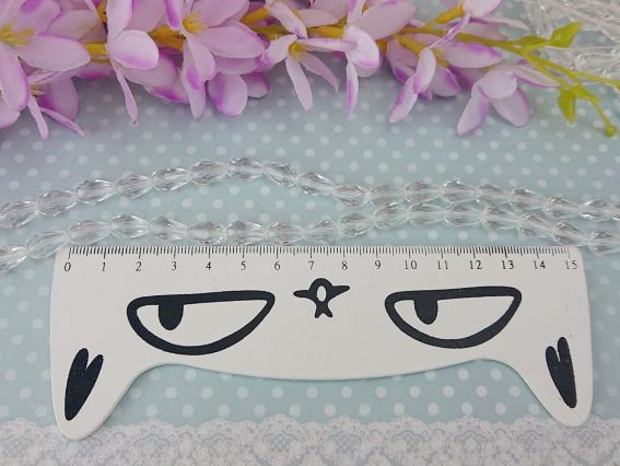 Кришталеві намистини, форма Капля, розмір 8*12мм , Білі прозорі 10 шт