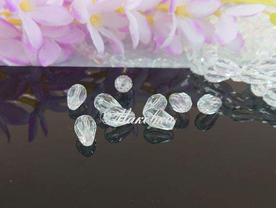 Намистини кришталь Крапля 8*12мм Білі прозорі 10 шт Намистини кришталь Крапля 8*12мм Білі прозорі 10 шт