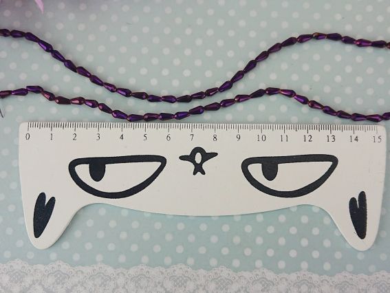 Кришталеві намистини, форма Капля, розмір 3*7мм , Металік Пурпурні 10 шт