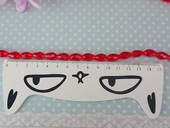 Кришталеві намистини, форма Капля, розмір 8*12мм , червоні 10 шт