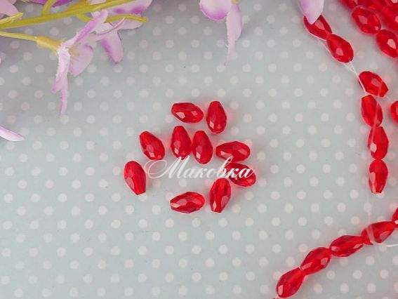 Намистини кришталь Крапля 8*12мм червоні 10 шт Намистини кришталь Крапля 8*12мм червоні 10 шт