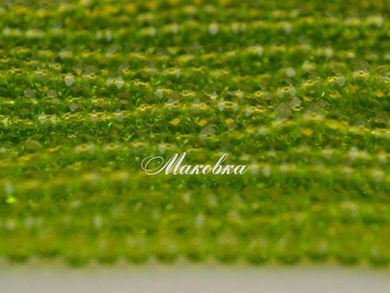 Хрусталь 8х6 мм №09, Olivine (зеленый оливковый), 1 низка