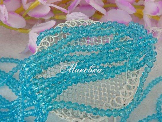 Хрусталь 3х4 мм №02, 1 низка голубой Aquamarine