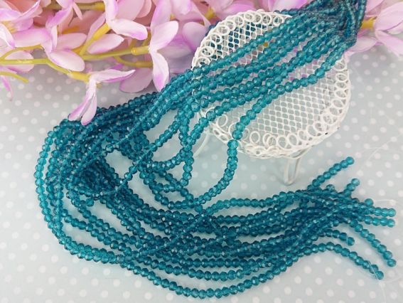 Бусины Хрустальные 3х4 мм (120) №07, 1 низка, Indicolite  (морская волна)