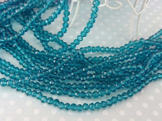 Хрусталь 3х4 мм (120) №07, 1 низка, Indicolite  (морская волна)