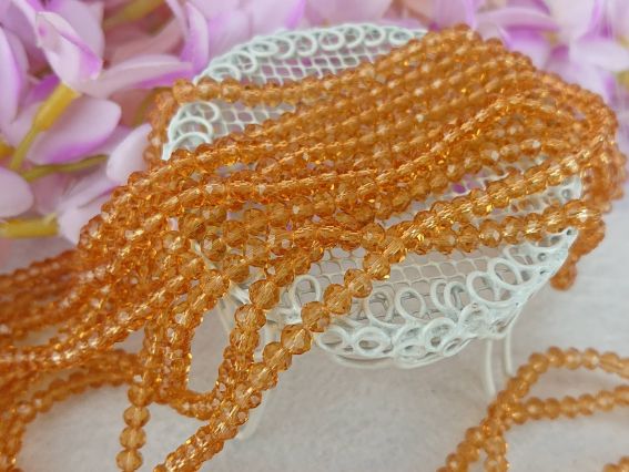 Хрусталь 3х4 мм (120) №16, Gold Champagne (золотое шампанское), 1 низка