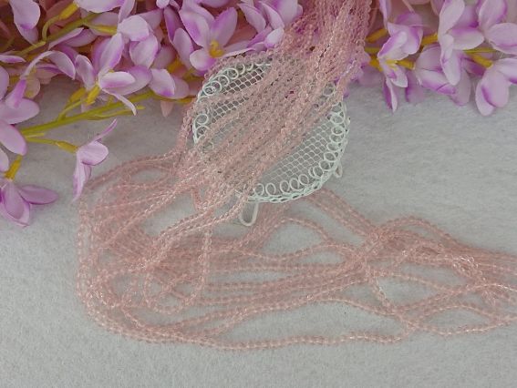 Кришталеві намистини 3х4 мм (120) №19, рожевий Light Rose , 1 низка