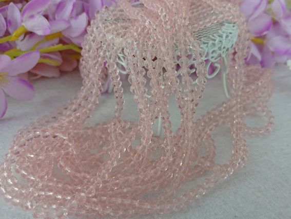 Кришталеві намистини 3х4 мм (120) №19, рожевий Light Rose , 1 низка