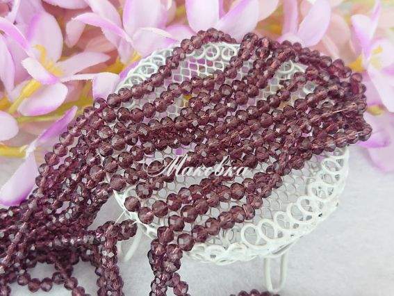 Хрусталь 3х4 мм №21 light Amethyst , 1 низка