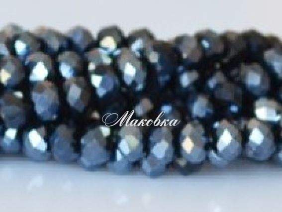 Хрусталь 3х4 мм №22, черный с отливом, 1 низка Хрусталь 3х4 мм №22, черный с отливом, 1 низка