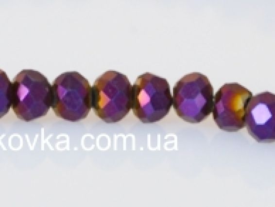 Хрусталь 3х4 мм №26, аквамарин, 1 низка, фиолетовый Хрусталь 3х4 мм №26, аквамарин, 1 низка, фиолетовый