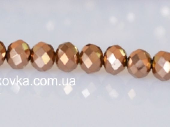 Хрусталь 3х4 мм №28, аквамарин, 1 низка, бронзовый Хрусталь 3х4 мм №28, аквамарин, 1 низка, бронзовый