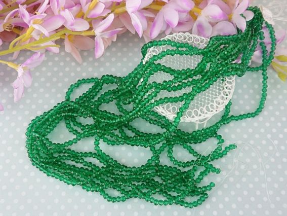 Намистини Кришталеві 3х4 мм (120) №36, 1 низка, зелений