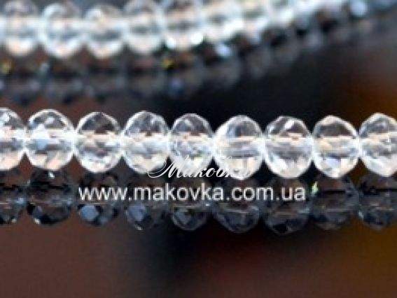 Хрусталь 3х4 мм №25, Crystal белый прозрачный, 1 низка Хрусталь 3х4 мм №25, Crystal белый прозрачный, 1 низка