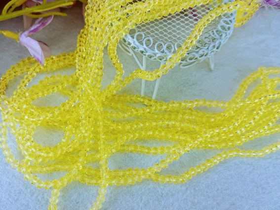 Хрусталь 3х4 мм (120) №72, 1 низка, лимонный 