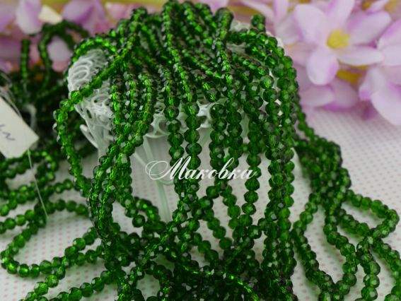 Кришталь 3х4 мм (120) №76, зелений темний 1 низка Кришталь 3х4 мм (120) №76, зелений темний 1 низка