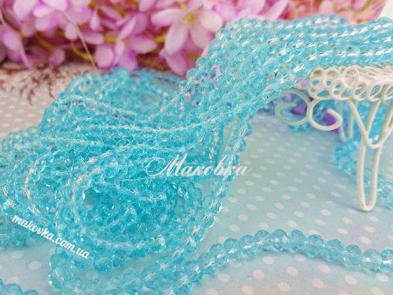 Хрусталь 6х4 мм (86) №02, голубой Aquamarine 1 низка, Зеленый