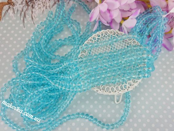 Бусины Хрустальные 3х4 мм (86) №02, 1 низка, цвет голубой Aquamarine