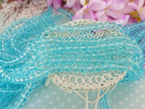 Бусины Хрустальные 3х4 мм (86) №02, 1 низка, цвет голубой Aquamarine