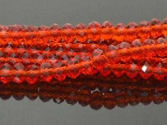Намистини кришталеві 6х4 мм №32, колір червоний прозорий 1 низка