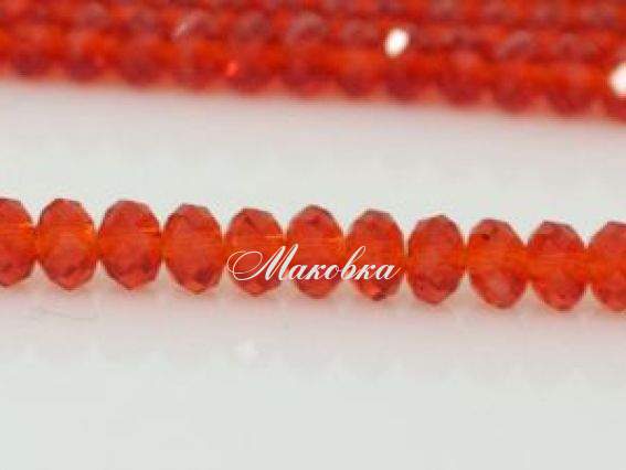 Кришталь 6х4 мм №32, червоний прозорий 1 низка Кришталь 6х4 мм №32, червоний прозорий 1 низка