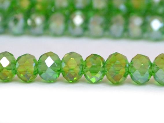 Хрусталь 6х4 мм №18, зеленый с перламутром 1 низка Хрусталь 6х4 мм №18, зеленый с перламутром 1 низка