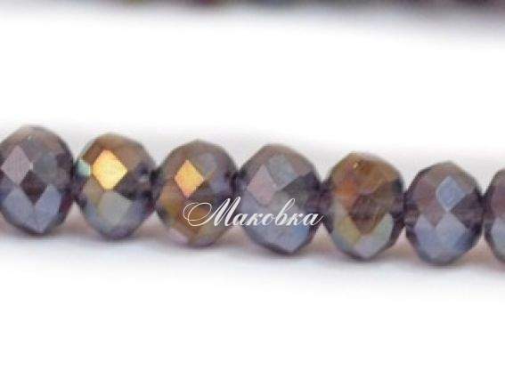 Хрусталь 6х4 мм №25, аметист с перламутром 1 низка Хрусталь 6х4 мм №25, аметист с перламутром 1 низка