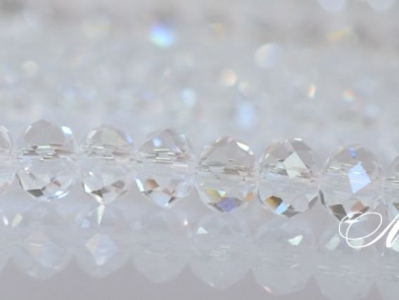 Намистини кришталеві 6х4 мм №25, Crystal білий прозорий, 1 низка