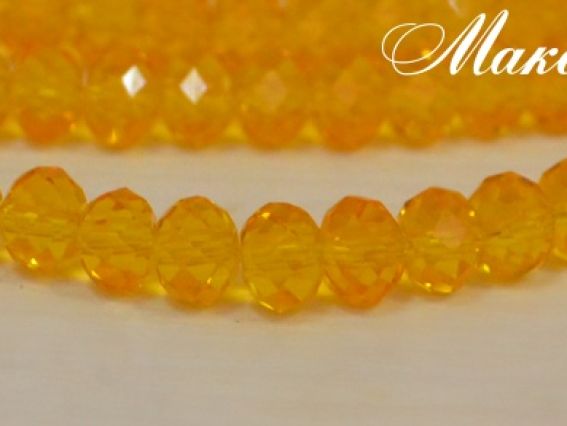 Хрусталь 6х4 мм №58 желтый, 1 низка Хрусталь 6х4 мм №58 желтый, 1 низка