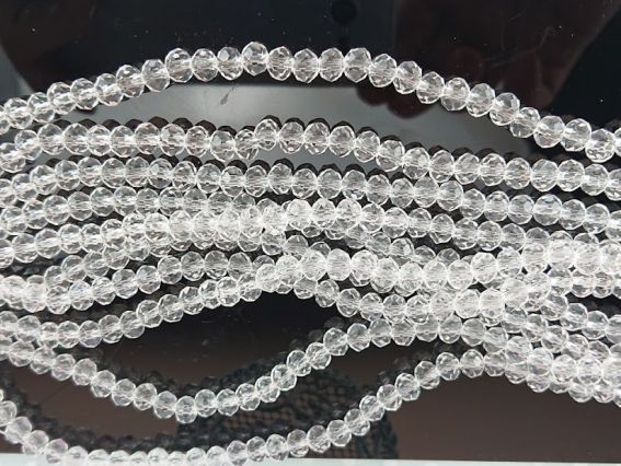 Намистини кришталеві 6х4 мм №25, Crystal білий прозорий, 1 низка