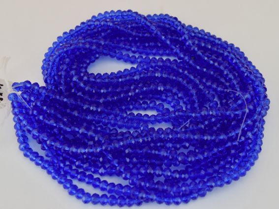 Бусинки хрустальные 6х4 мм №06 цвет синий Sapphire , 1 низка