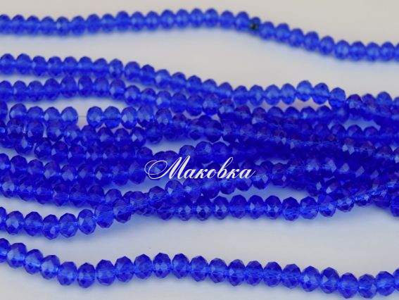 Хрусталь 6х4 мм №06 синий Sapphire , 1 низка
