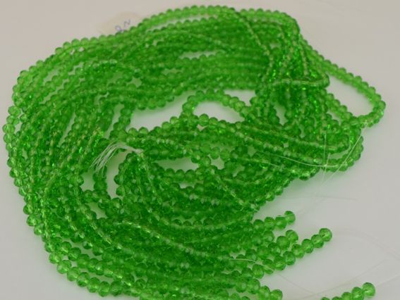 Бусинки хрустальные 6х4 мм №08 цвет зеленый Peridot , 1 низка