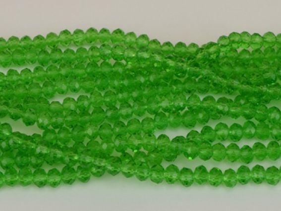 Бусинки хрустальные 6х4 мм №08 цвет зеленый Peridot , 1 низка