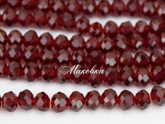 Хрусталь 6х4 мм №18, Dark Red Coral (темно-вишневый), 1 низка Хрусталь 6х4 мм №18, Dark Red Coral (темно-вишневый), 1 низка