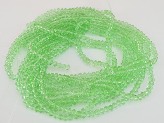 Бусинки хрустальные 6х4 мм №33 цвет Салатовый прозрачный, 1 низка