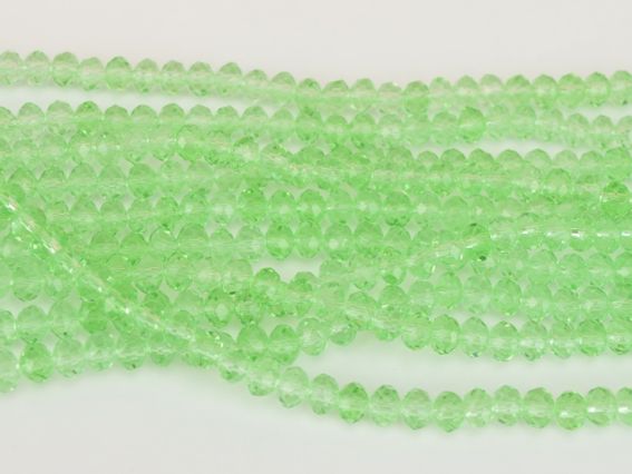 Бусинки хрустальные 6х4 мм №33 цвет Салатовый прозрачный, 1 низка